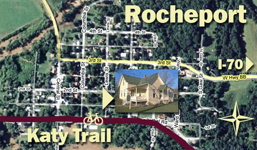 Katy Trail Bed and Breakfast/BikeFest - map: Rocheport, Missouri street map