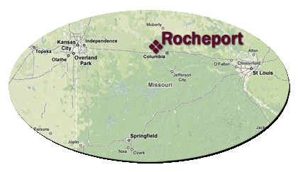 Katy Trail Bed and Breakfast - map: Rocheport Columbia, Kansas City, Saint Louis Missouri